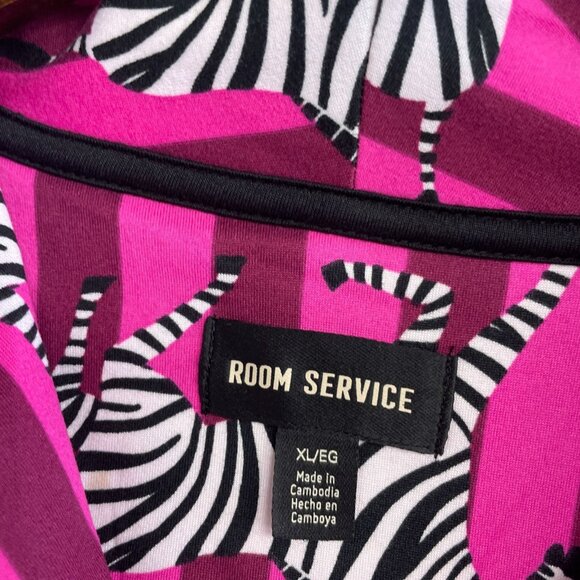 NEW Room Service Women's XL Zebra Print Pink Pajama Set - Picture 8 of 11
